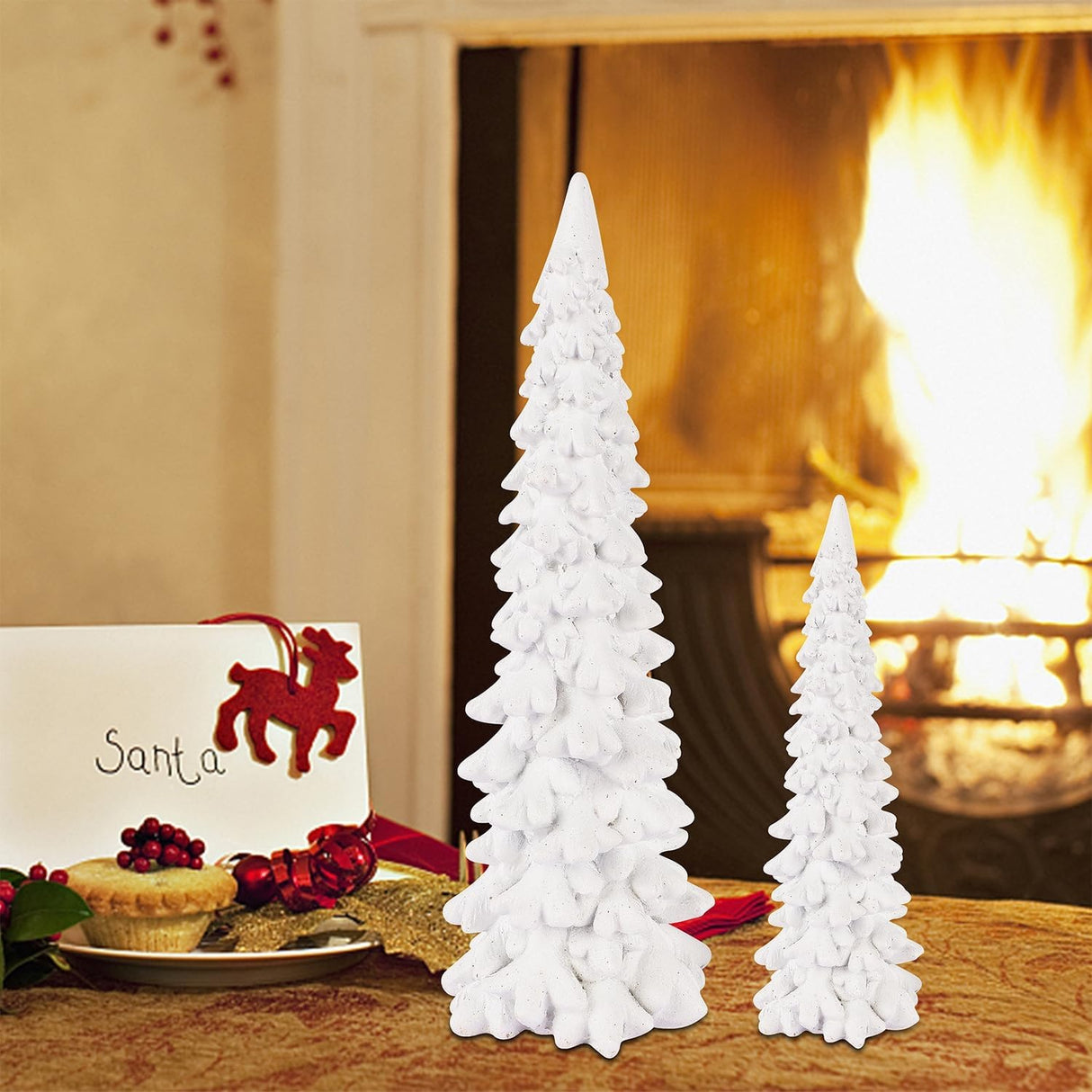 Juegoal Decoraciones de Mesa Árboles de Navidad Set de 2
