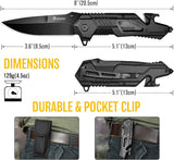 Cuchillo plegable de bolsillo EDC 5 en 1 para hombres, negro