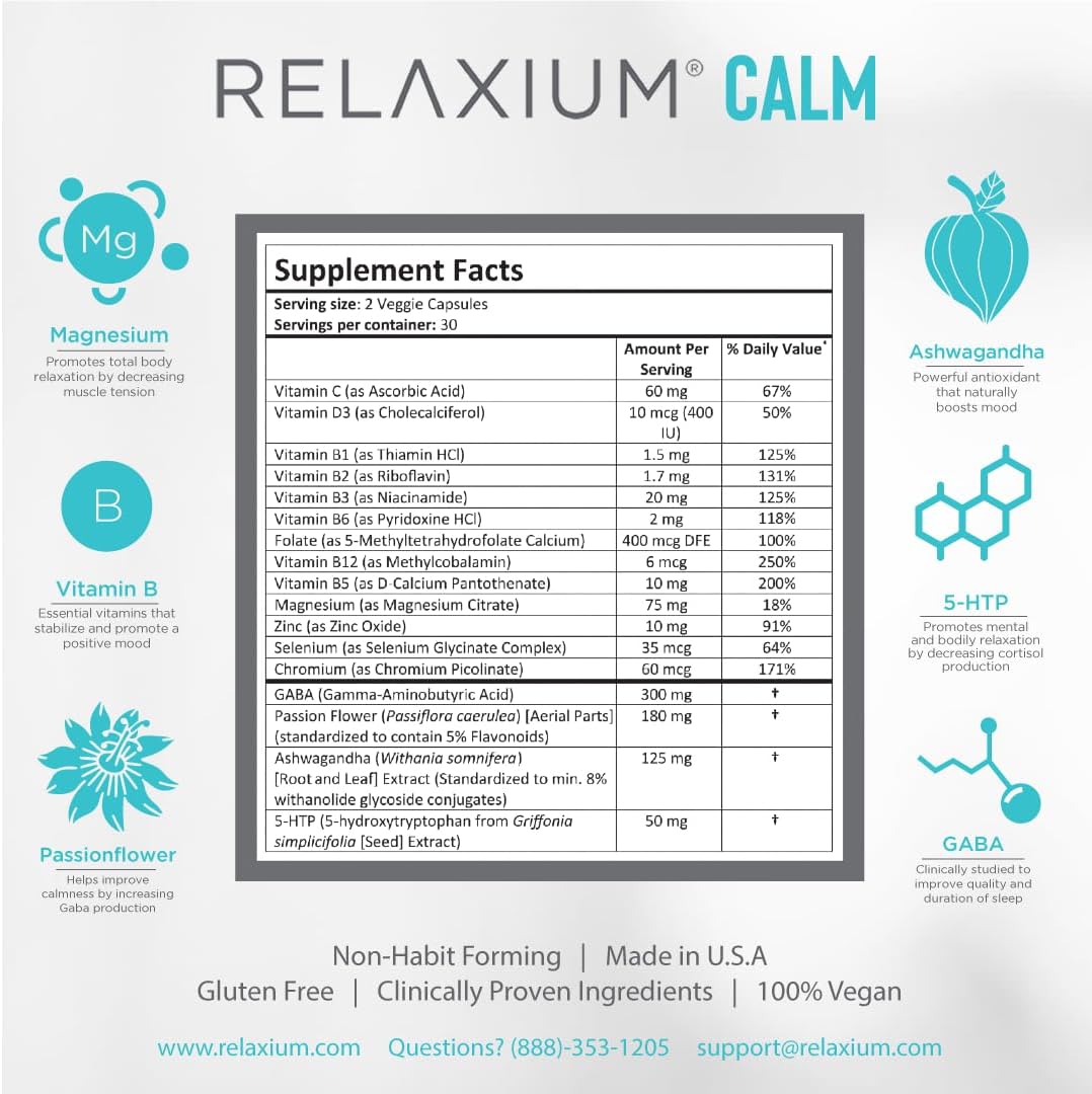 Suplemento Relaxium  calmado sin hábito apoyo para el estrés