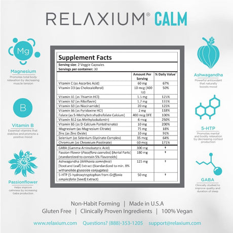 Suplemento Relaxium  calmado sin hábito apoyo para el estrés
