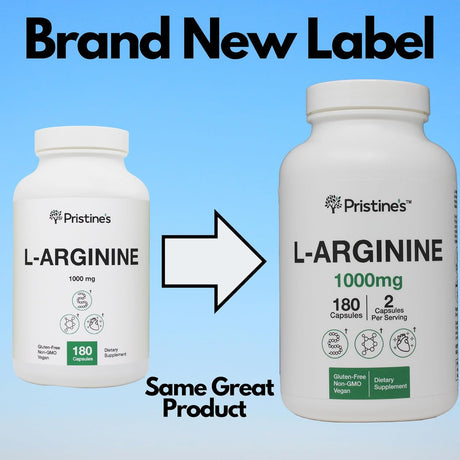 Suplemento de Óxido Nítrico L Arginina 1000mg - PRISTINE