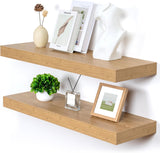 Estanterías Flotantes Profundas, Juego de 2, 36x12, Roble