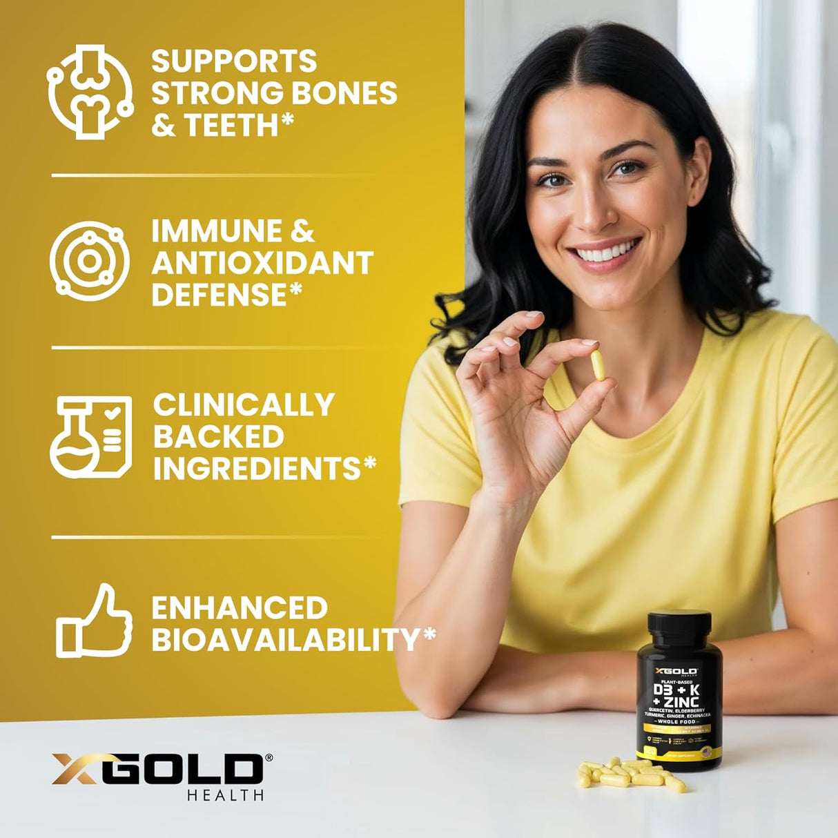 Suplemento multivitamínico 8 en 1 Lichen D3 K2 Zinc Quercetina