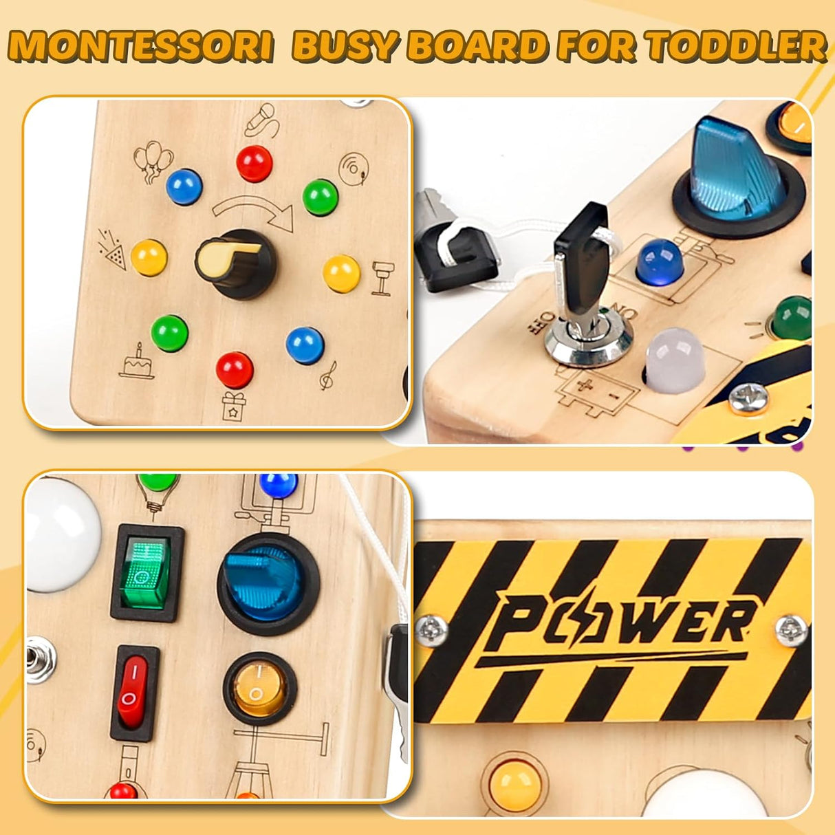 Tablero Sensorial Joyreal Montessori para Niños de 1 a 6 Años