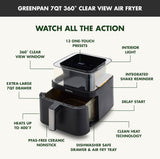 Freidora de aire 7QT GreenPan, Ventana clara, 13 programas