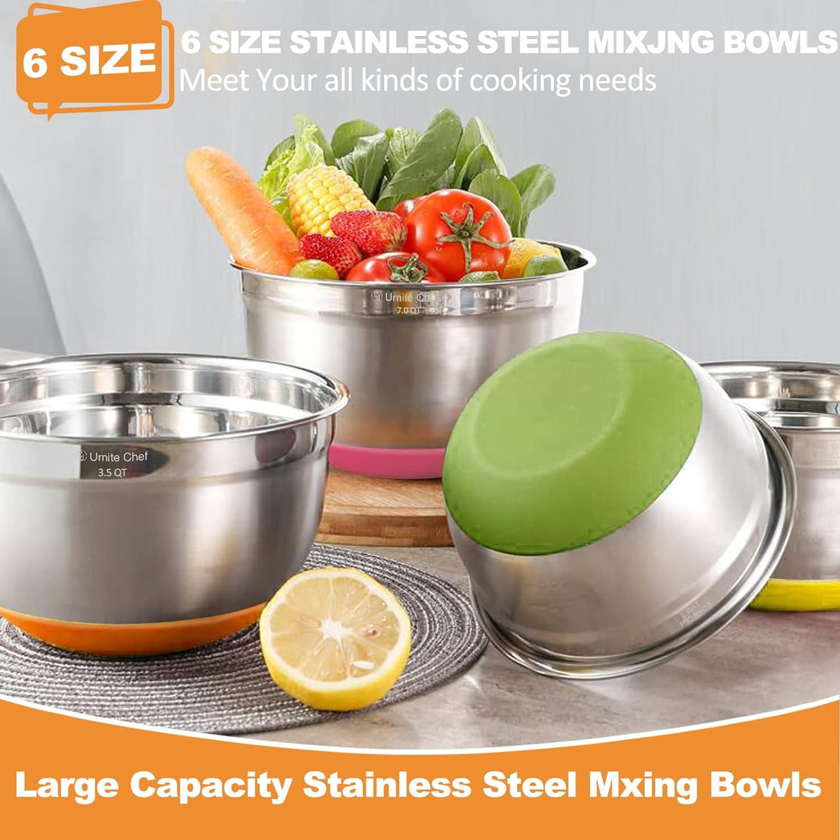 Tazones para mezclar con tapas NUTRICHEF PRTNCFPG9BOWL