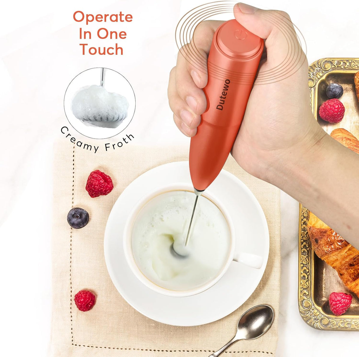 Espumador de Leche Dutewo, Batidor Eléctrico, Modelo 178C