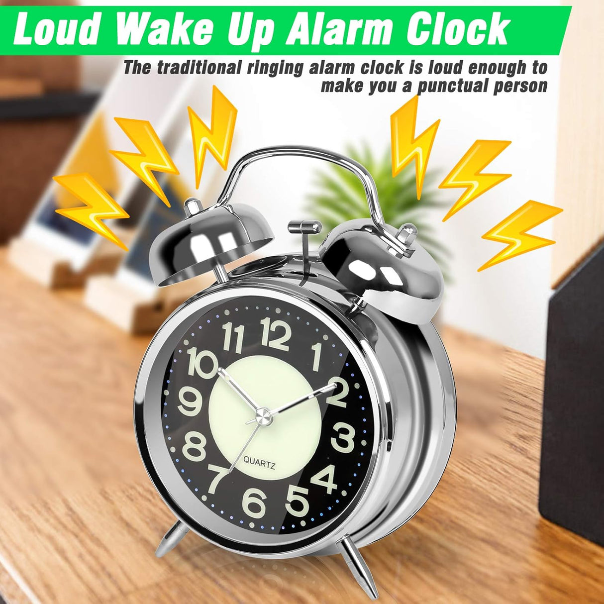 Reloj Despertador Super Ruidoso para Dormilones, 4 Pulgadas