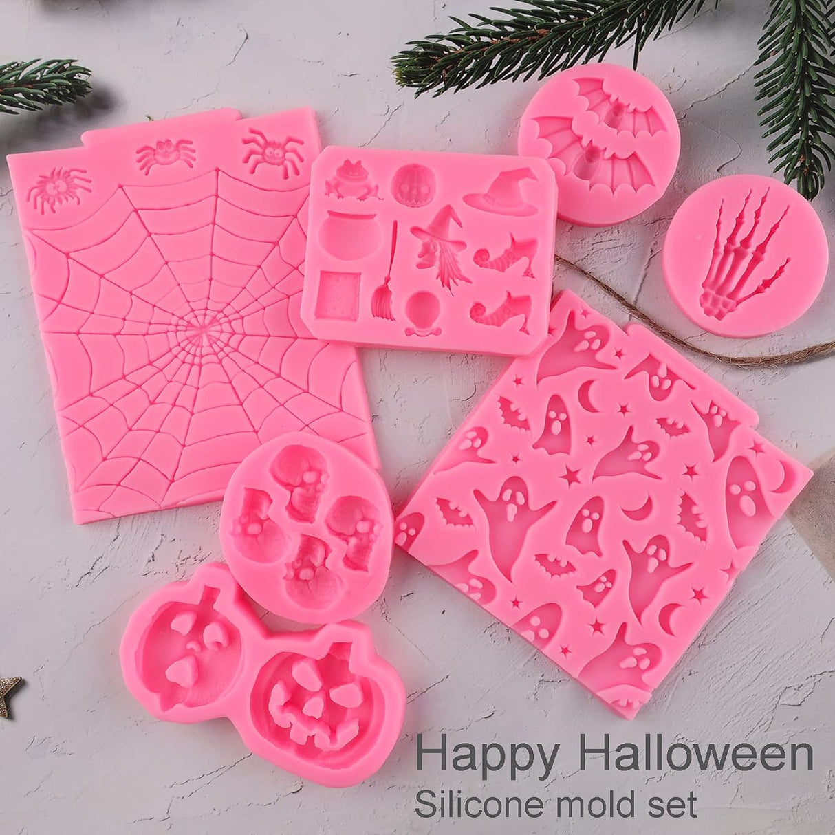 Moldes Silicona Halloween 7 Piezas para Pasteles y Chocolates