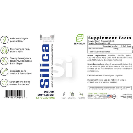 Suplementos Alimenticio Sílice iónica líquida  8 oz