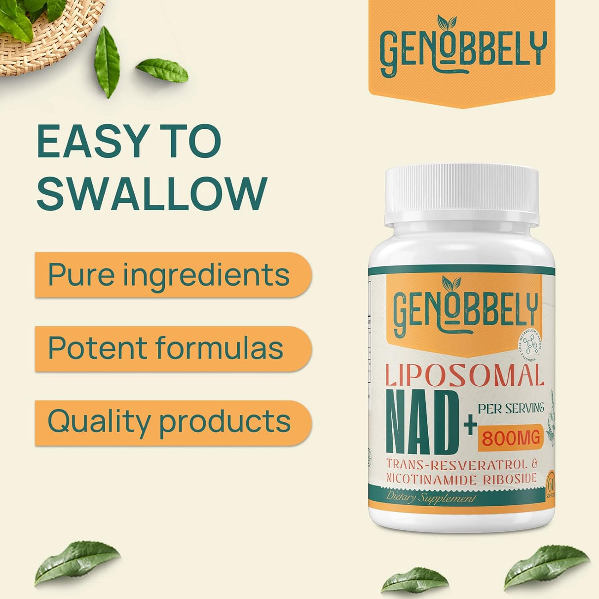 Suplemento Liposomal NAD+ con Nicotinamida y Resveratrol