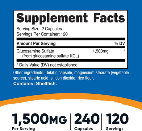 Suplementos Alimenticios de glucosamina 240 cápsulas