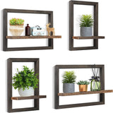 Estanterías Flotantes de Madera Idee-Home, Set de 4 Rústicas