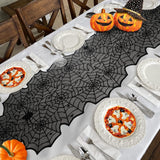 Camino de Mesa Halloween, Encaje Negro, 18 x 72 Pulgadas