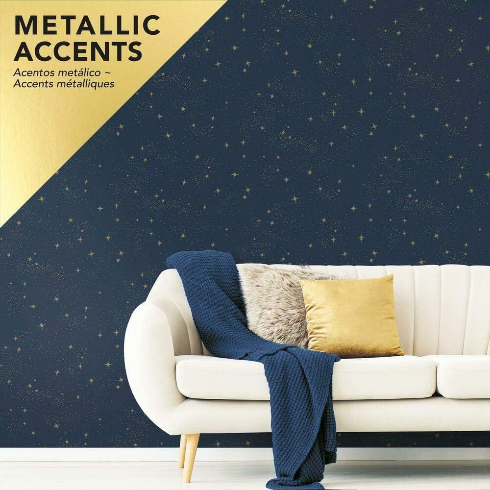 Papel Tapiz Adhesivo RoomMates RMK11319WP Estrellas Metálicas