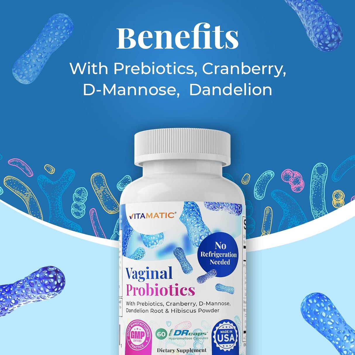Vitamatic Probióticos vaginales 20 mil millones para mujeres
