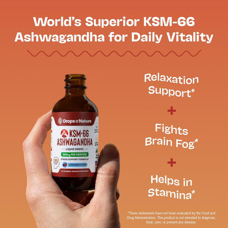 Suplemento ashwagandha KSM 66 líquido vegano, 60ml