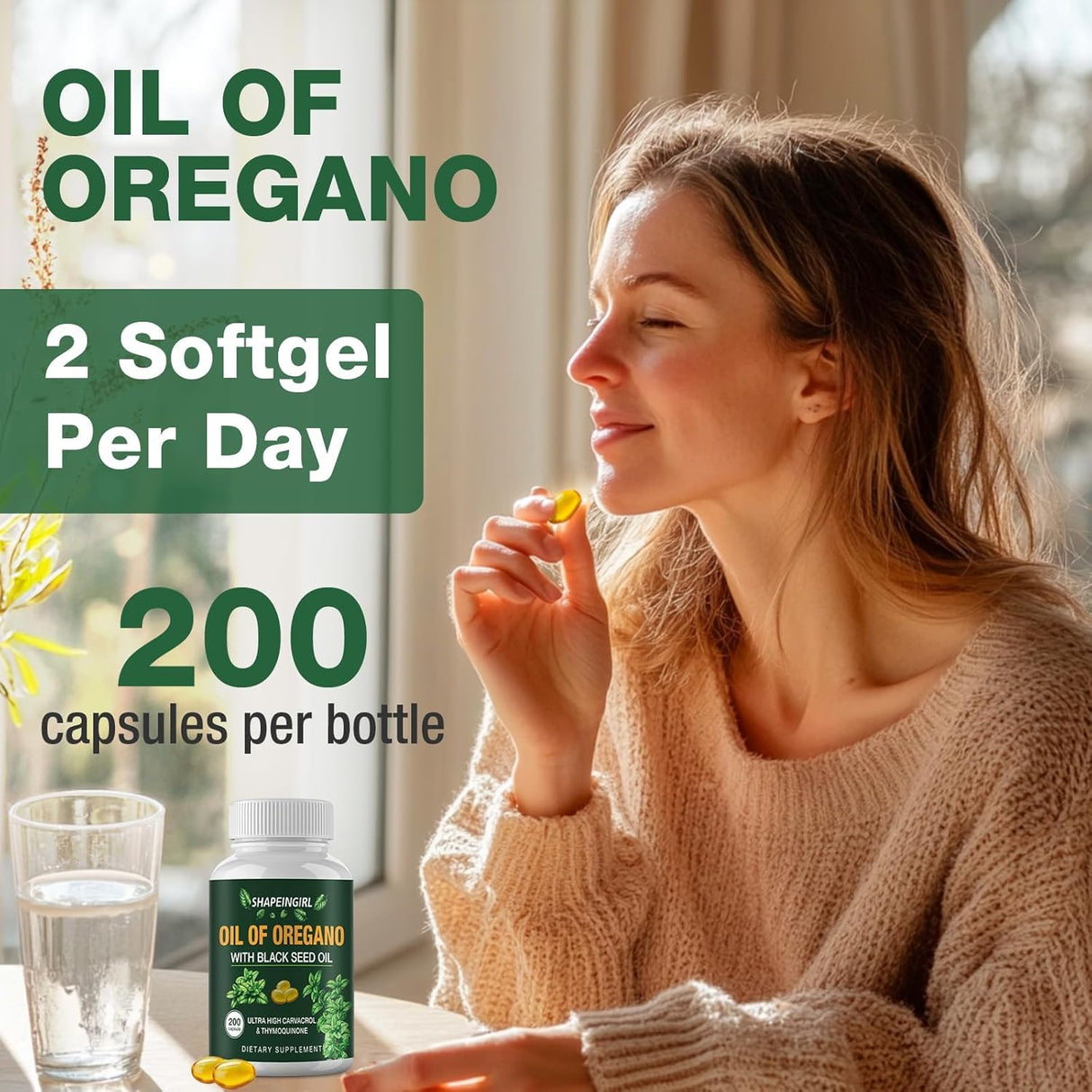 Aceite de Orégano con Semilla Negra – Suplemento Orgánico, 400 cápsulas