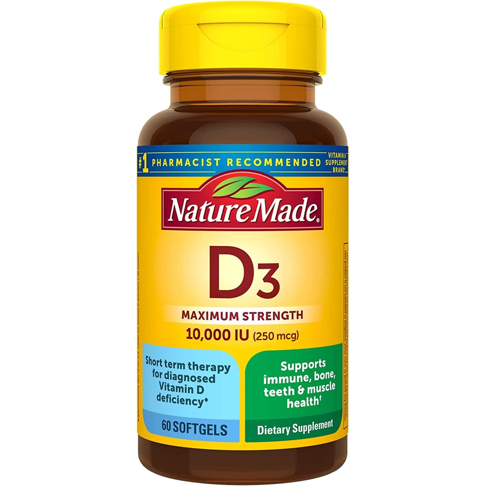 Suplemento Máxima fuerza Vitamina D3 10000 UI (250 mcg) 60cp