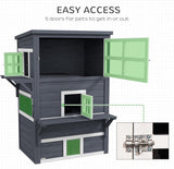 Casa para Gatos 3 Niveles PawHut, Refugio Exterior con Techo