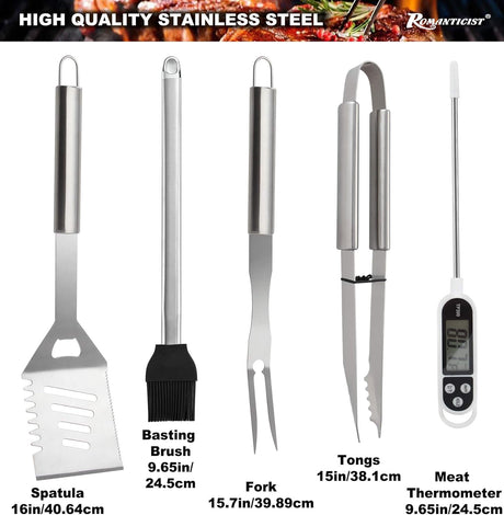 Set de Accesorios BBQ 28pc ROMANTICIST - Acero Inoxidable