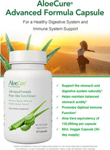 Suplementos orgánicas de aloe vera  60 cápsulas 130,000 mg
