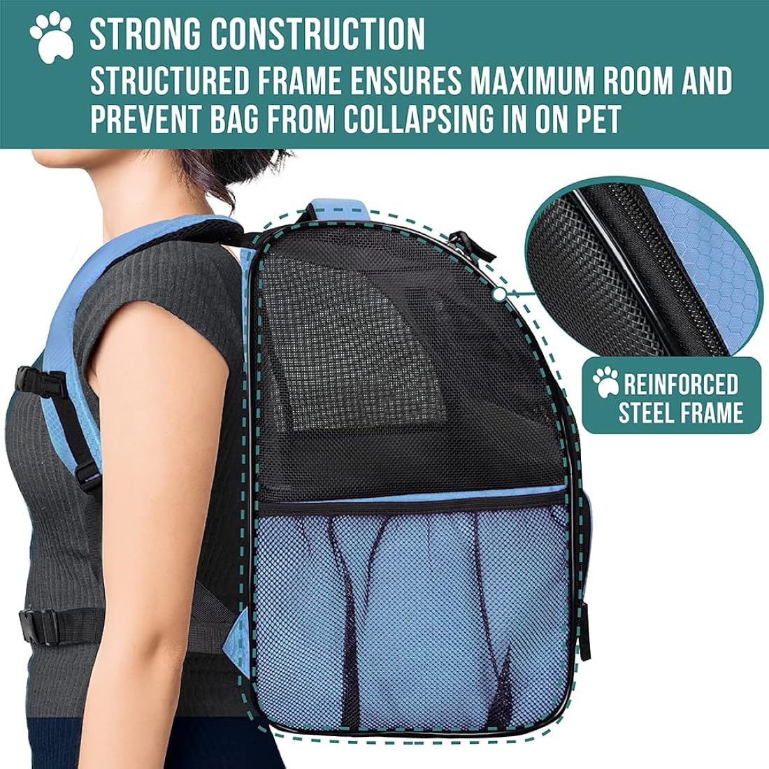 Mochila de lujo para gatos y viajes senderismo azul