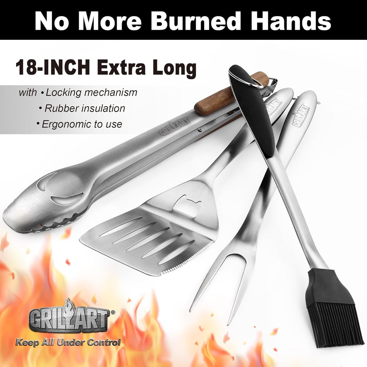 Juego de Herramientas para BBQ GRILLART - Acero Inoxidable 18