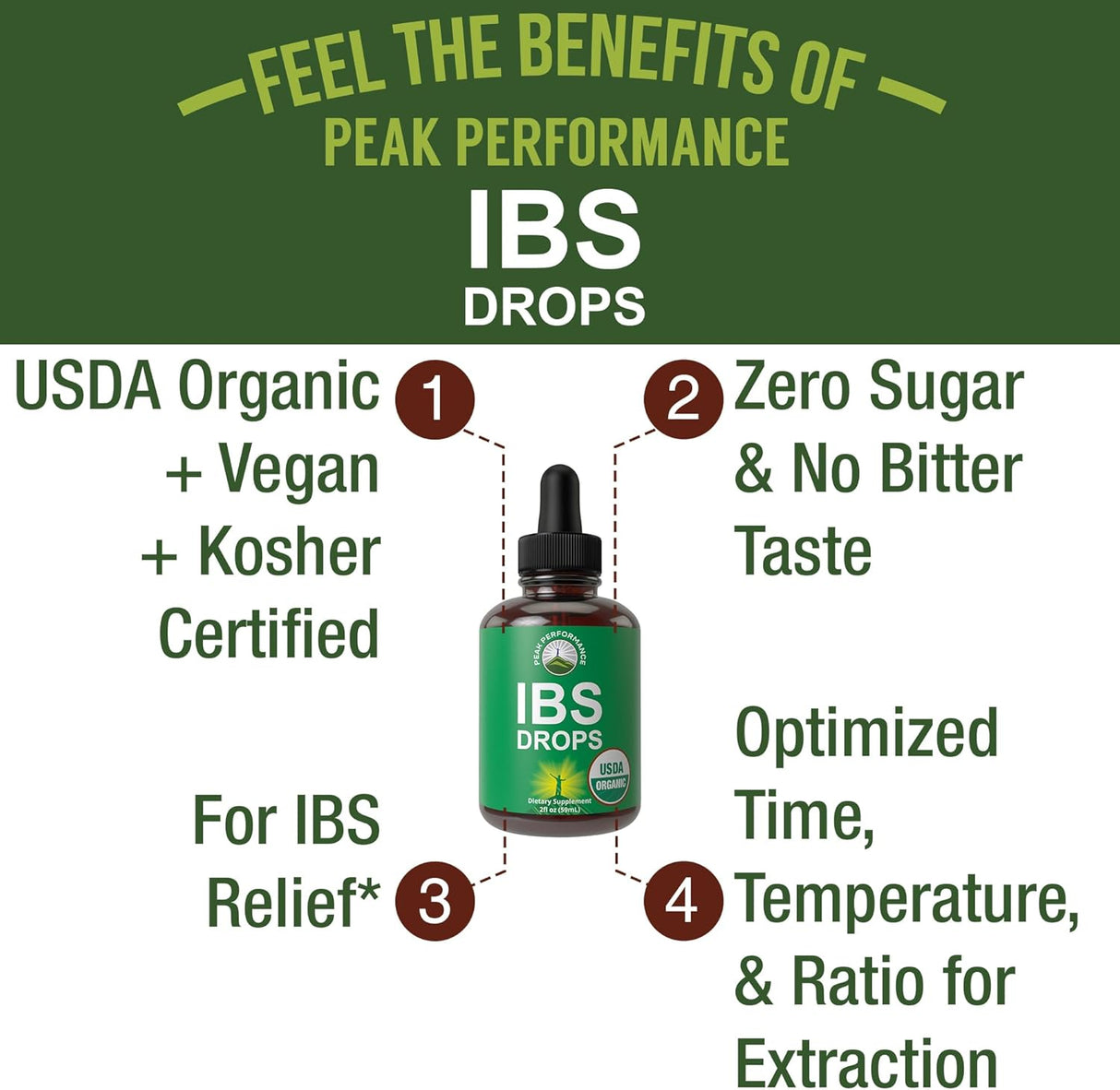 Usda Organic IBS Relief 5-in-1 Líquido, Ingred. Orgánicos