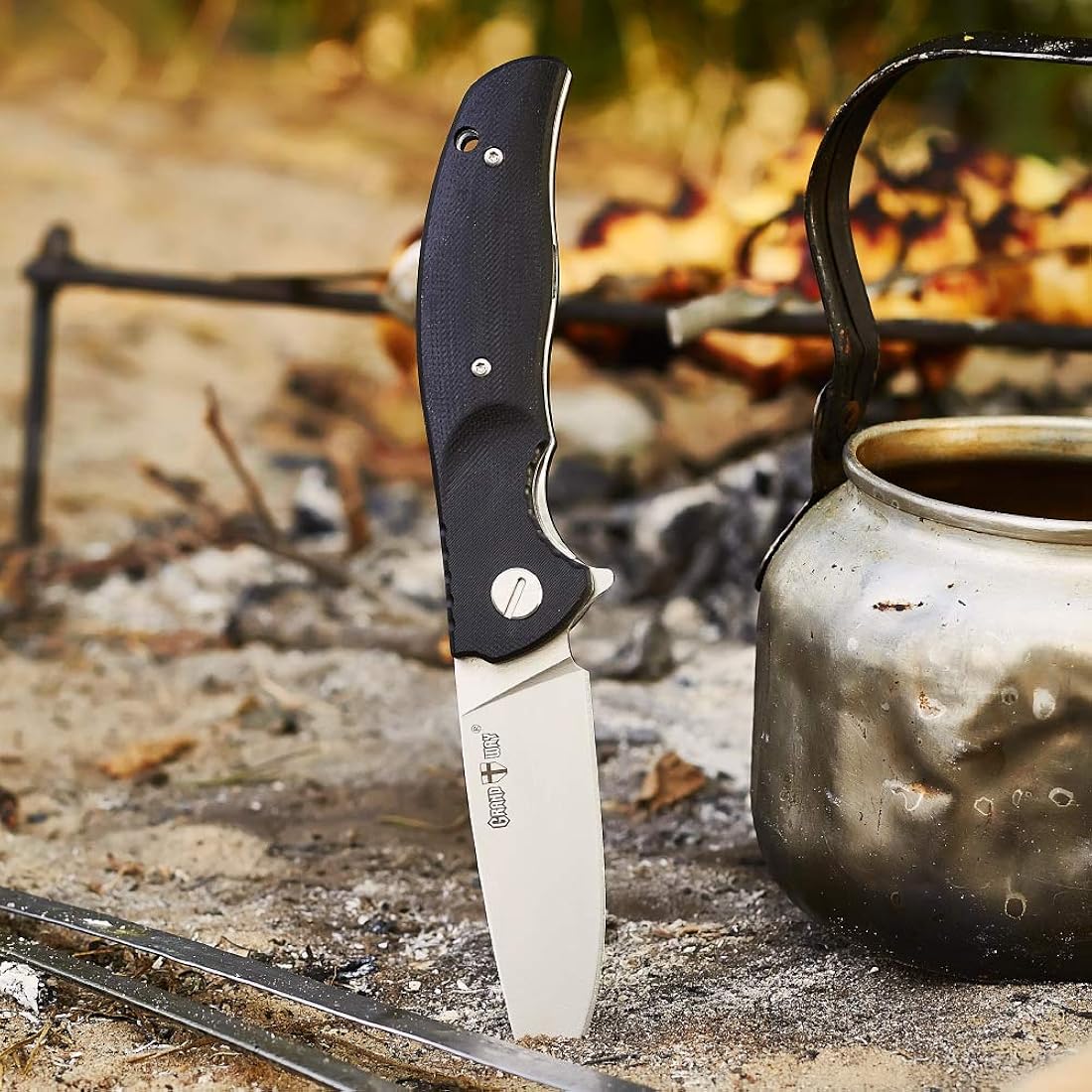 Navaja de bolsillo navaja plegable negra con mango G10