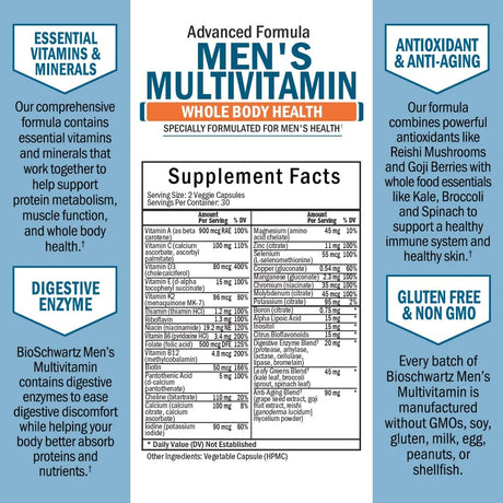Multivitamínico para hombres con vitaminas y zinc