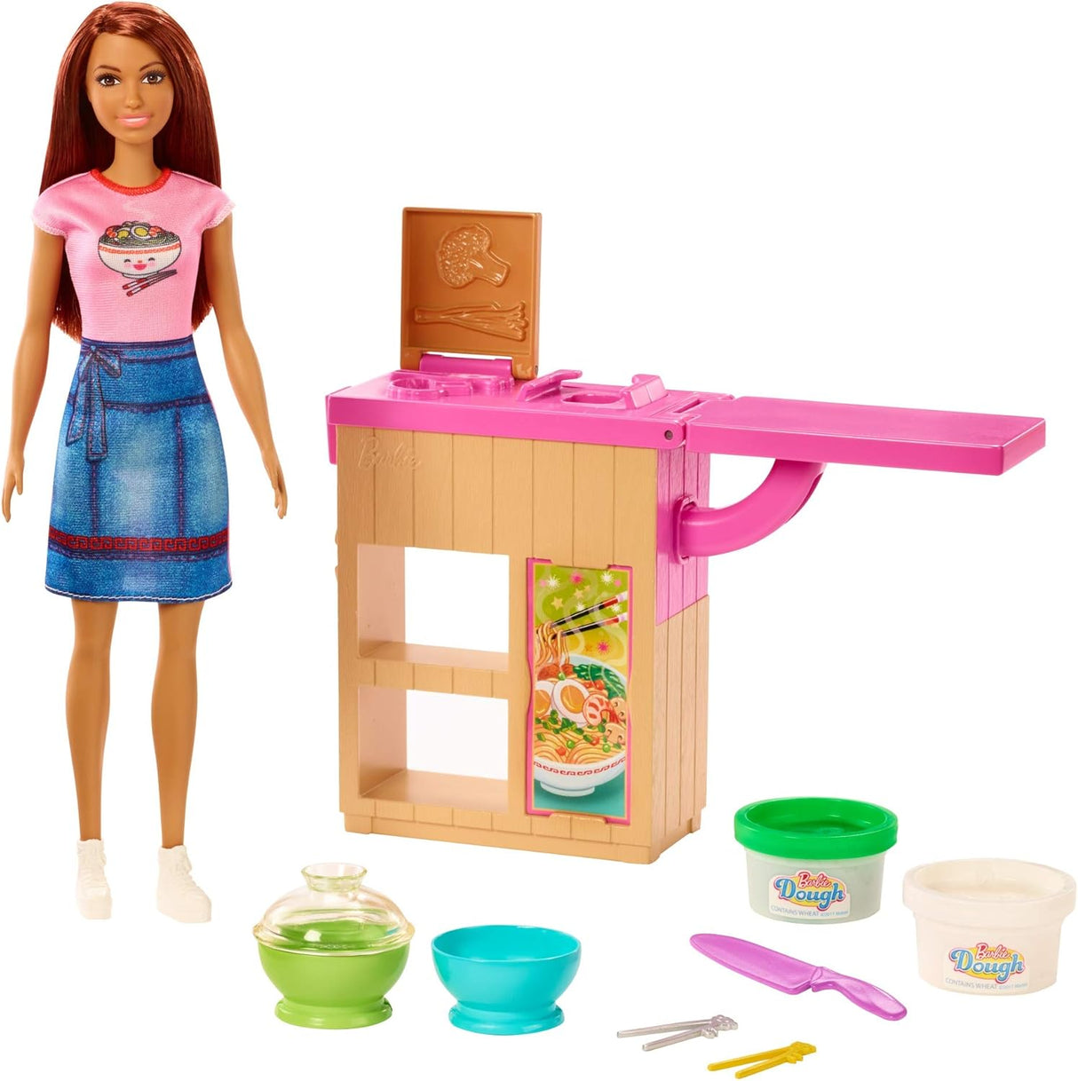 Barbie Noodle Bar Set con Muñeca, Estación y Accesorios