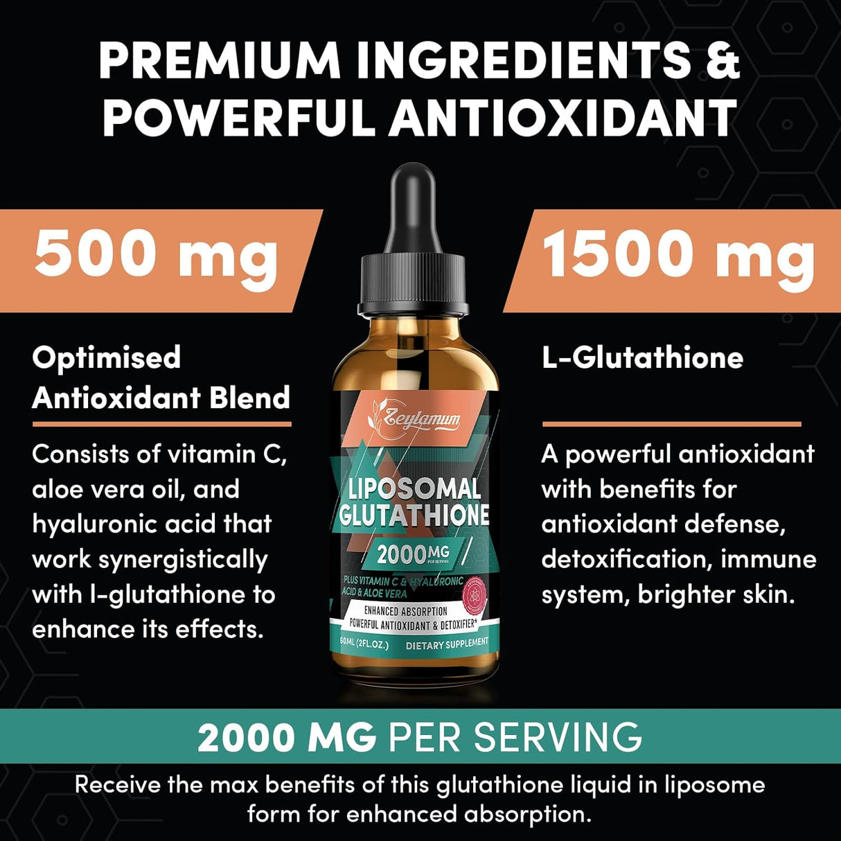 Suplemento de glutatión con vitamina C ácido hialurónico