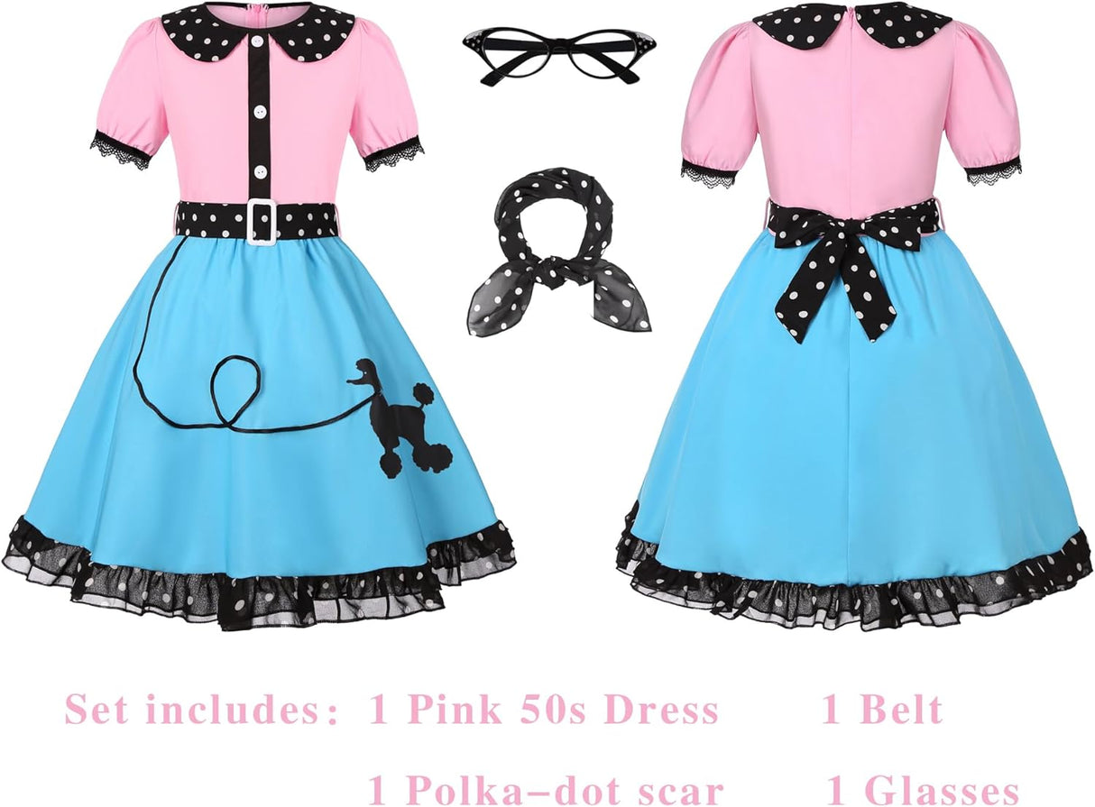 Disfraz de niña 50s Poodle Cutie Set para Halloween - 1950s