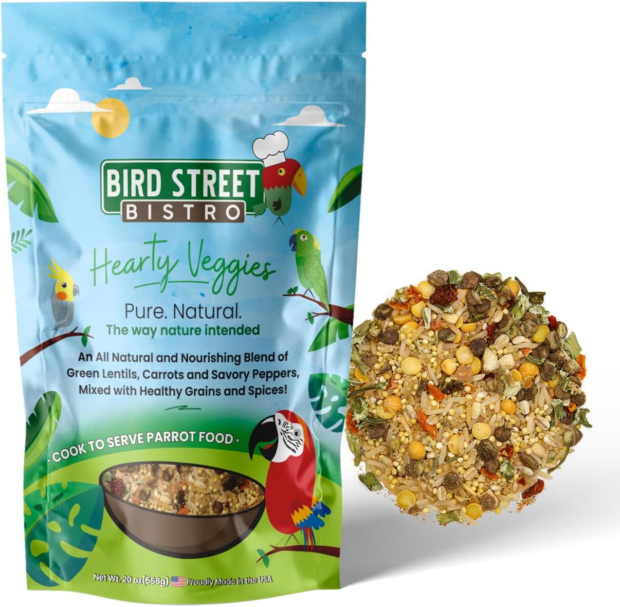 Comida para aves  con granos naturales y orgánicos