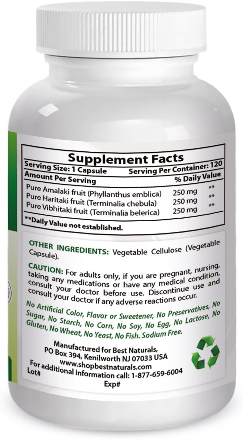 Suplemento Best Naturals Triphala 750 mg 120 Vcaps