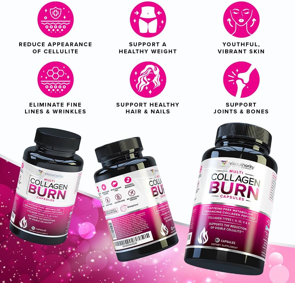 Multi Collagen Burn: Proteínas, Ácido Hialurónico, Vitamina C, Sin Cafeína