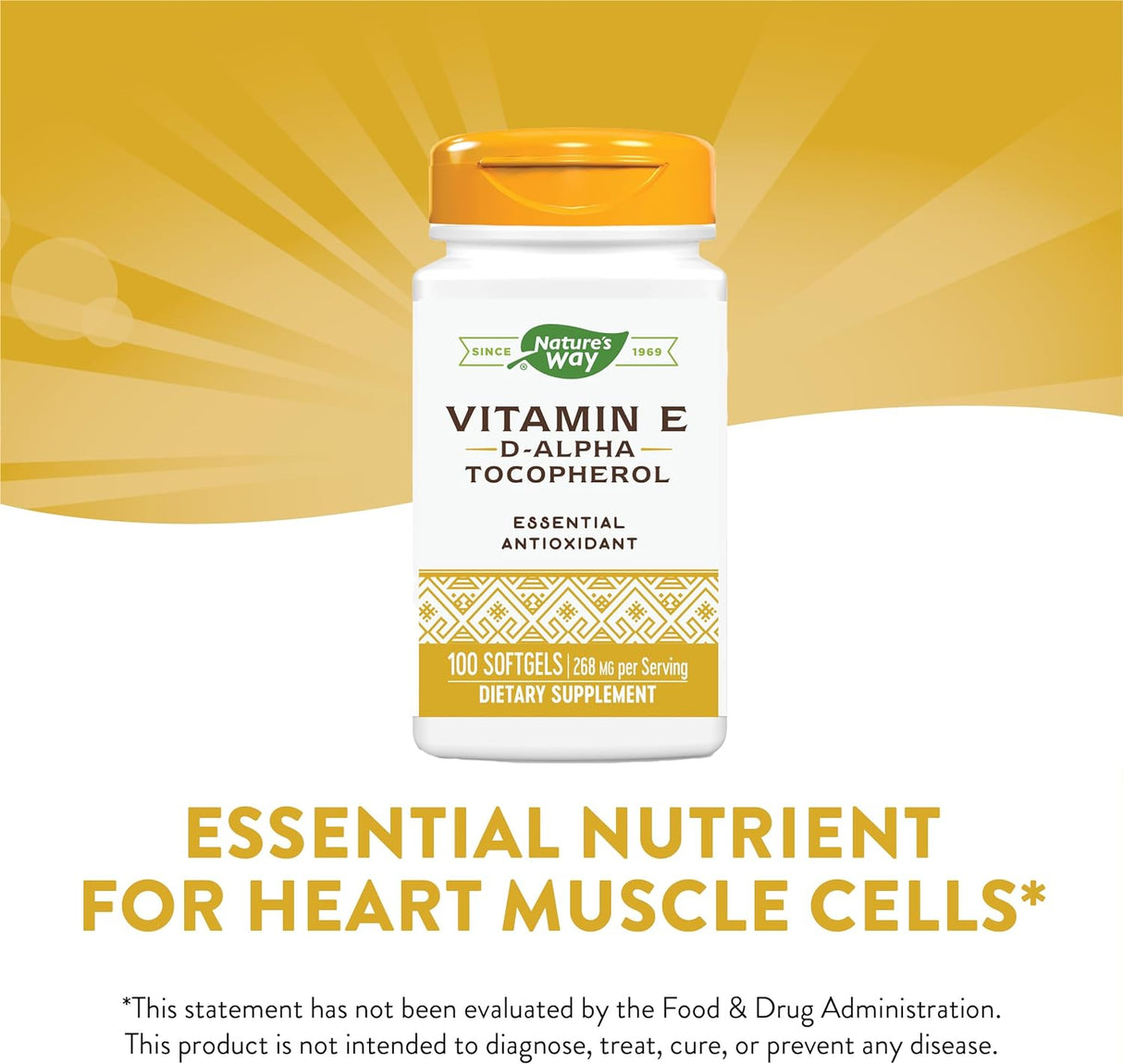 Suplemento Nature's Vitamina E 268 mg por porción 100 cáp
