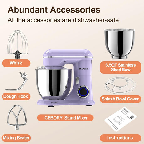 Batidora de Pie 3 en 1 6.5QT 660W 10 Velocidades, Modelo XYZ