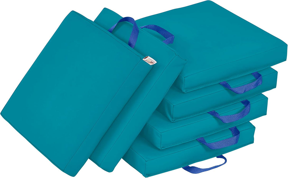 ECR4Kids SoftZone - Cojines de suelo, cuadrados, asientos flexibles, turquesa, 6 piezas