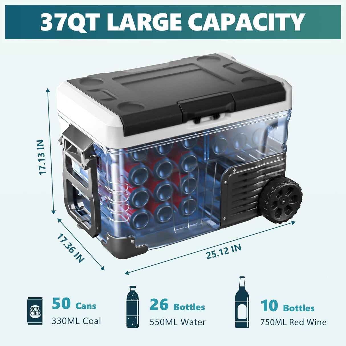 Refrigerador portátil 12V/24V, congelador eléctrico, 37QT