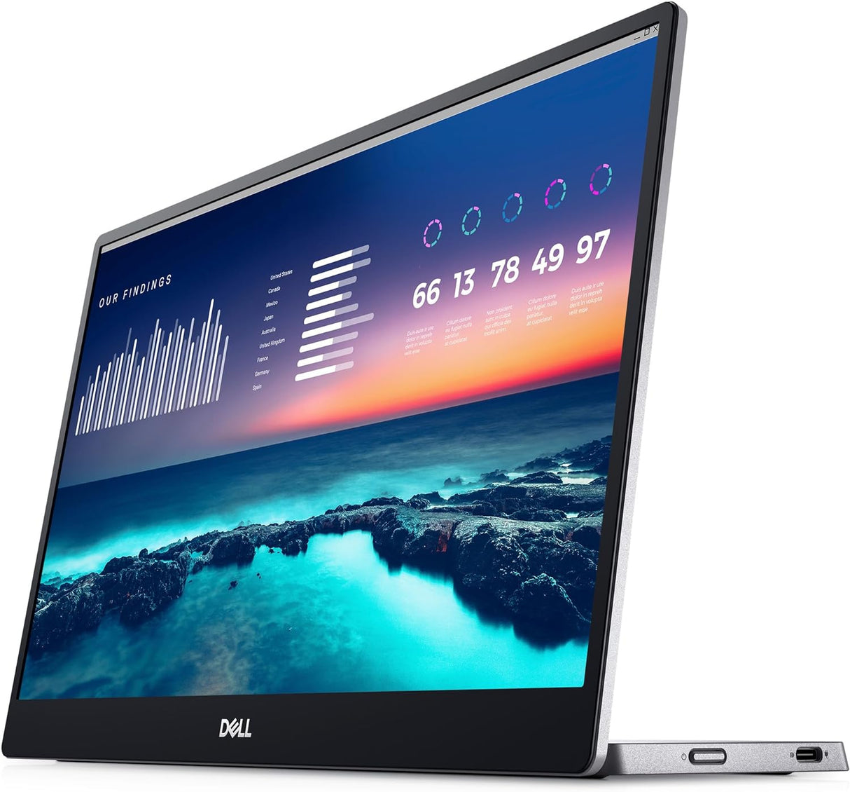 Monitor portátil Dell de 14 FHD, USB-C y bajo consumo azul