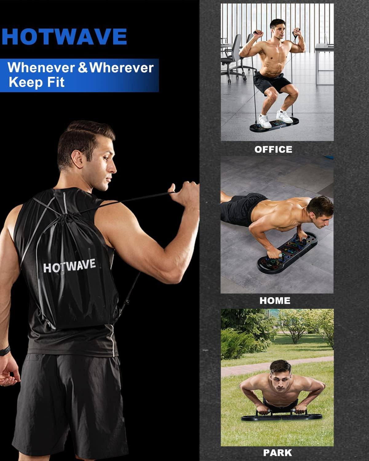 Tablero de Flexiones HOTWAVE, portátil 20 en 1, modelo patentado