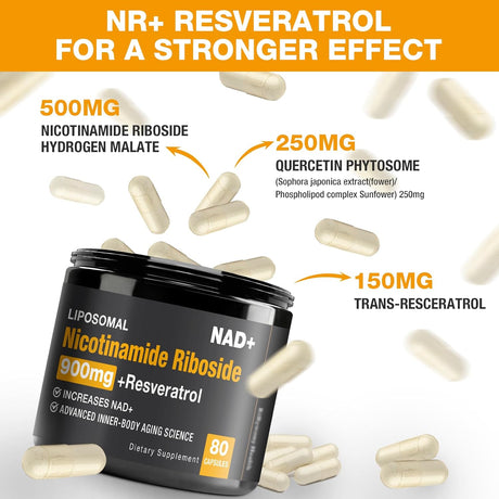 Suplemento NAD+ - Nicotinamida Ribósido y Resveratrol 900mg