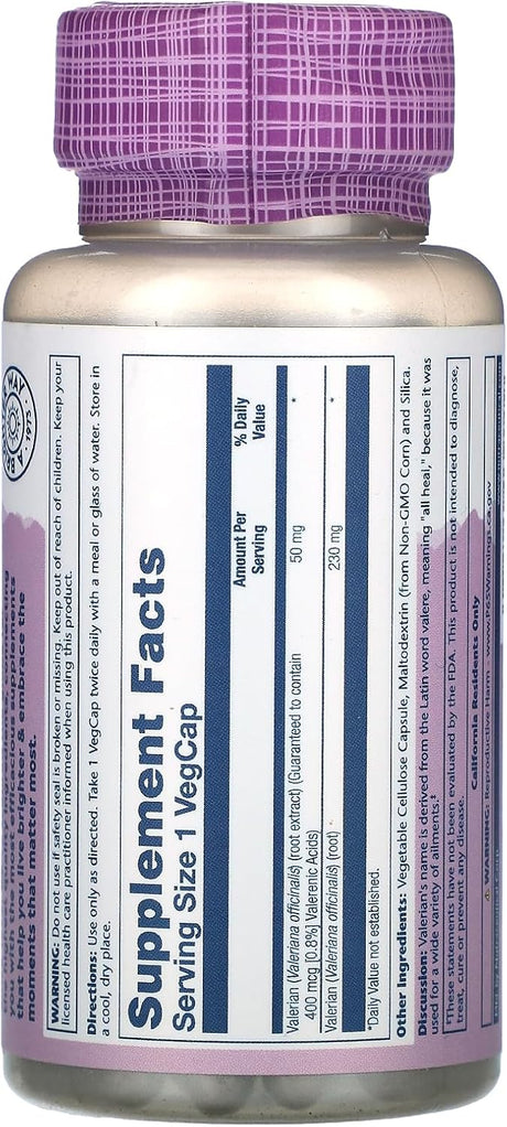 SOLARAY Extracto de Valeriana 50 mg Relajación Sueño 60 ct
