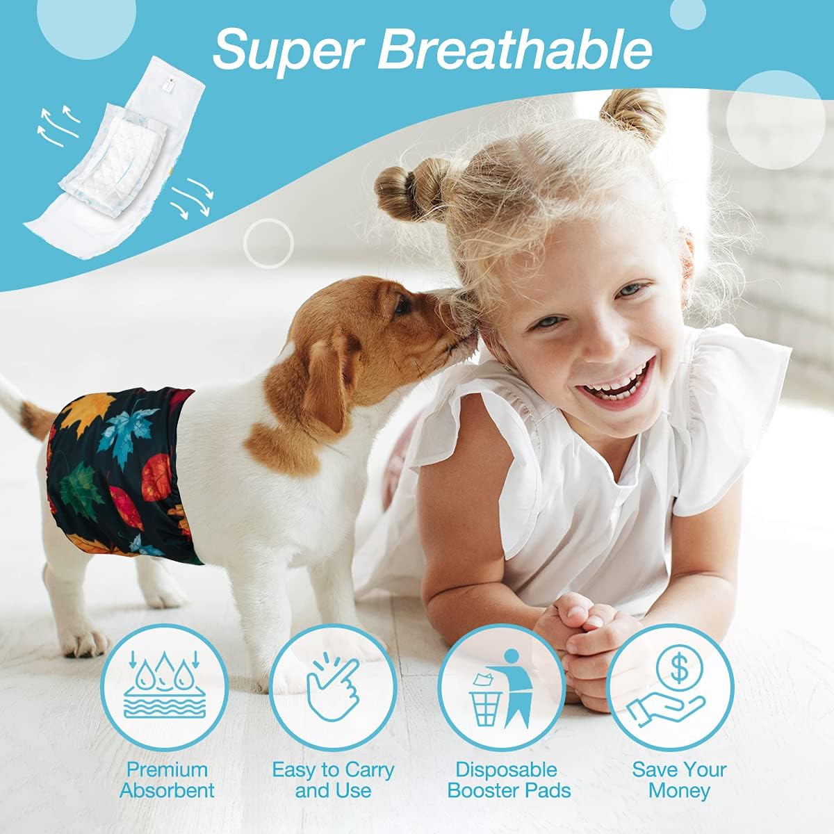 Almohadillas desechables para pañales para perros, talla M envolturas para perros machos