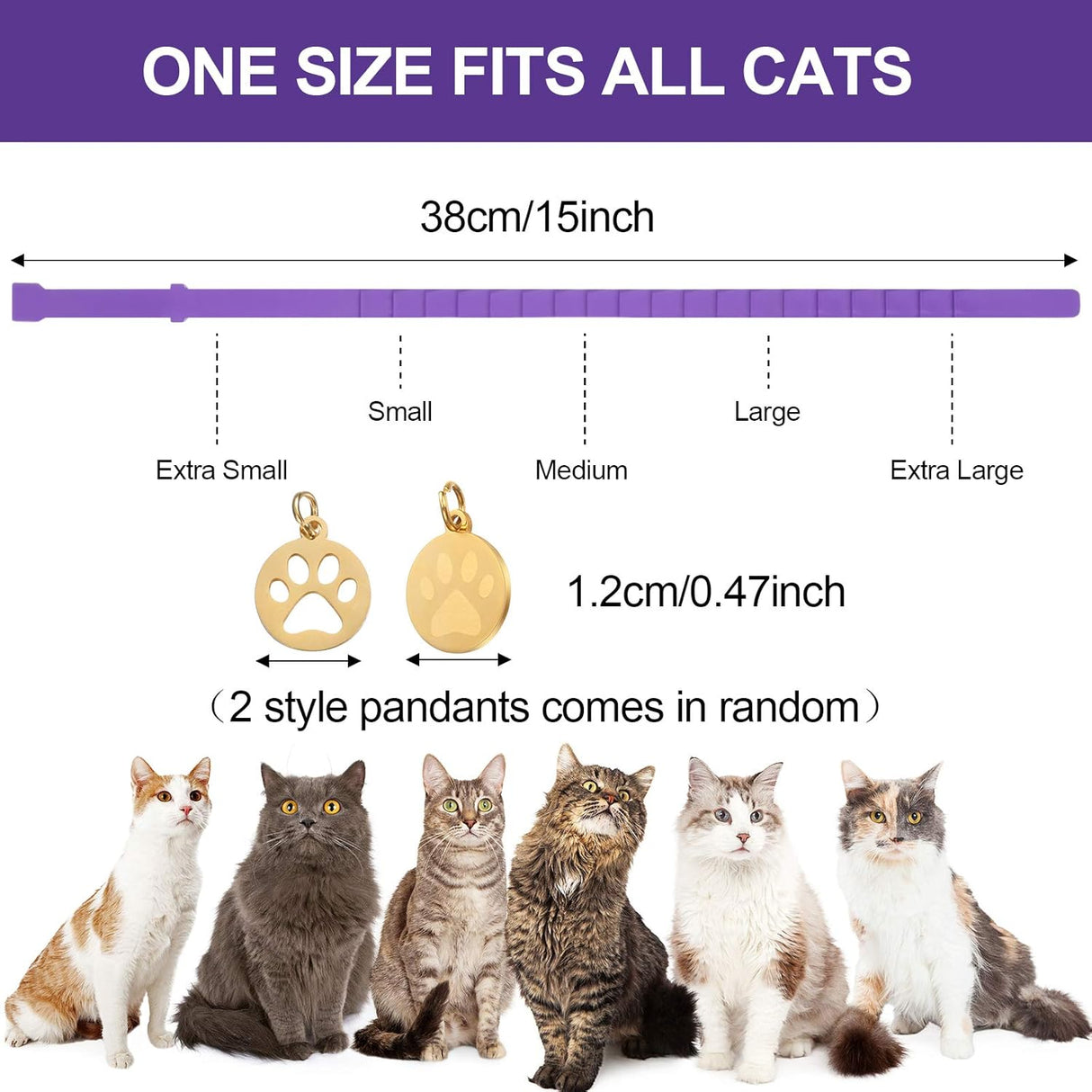 4 collares calmantes para gatos color lila Weewooday