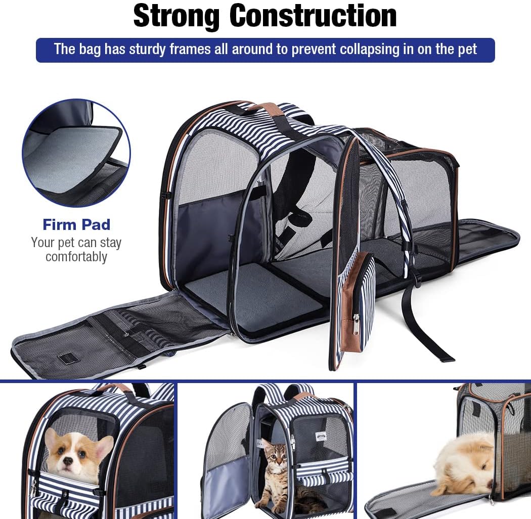 Mochila grande para gatos expandible y plegable negra