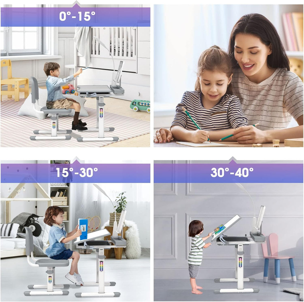 Juego de escritorio y silla para niños de 5 a 8 años