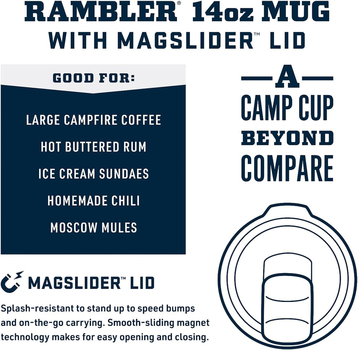 Taza YETI Rambler 14 oz, Acero Inoxidable, Aislada, con Lid MagSlider